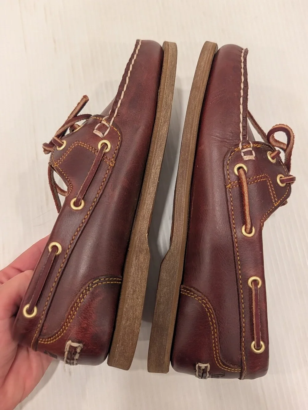 TIMBERLAND Men’s 2 Eye Brown Leather Boat Shoes Size 7.5